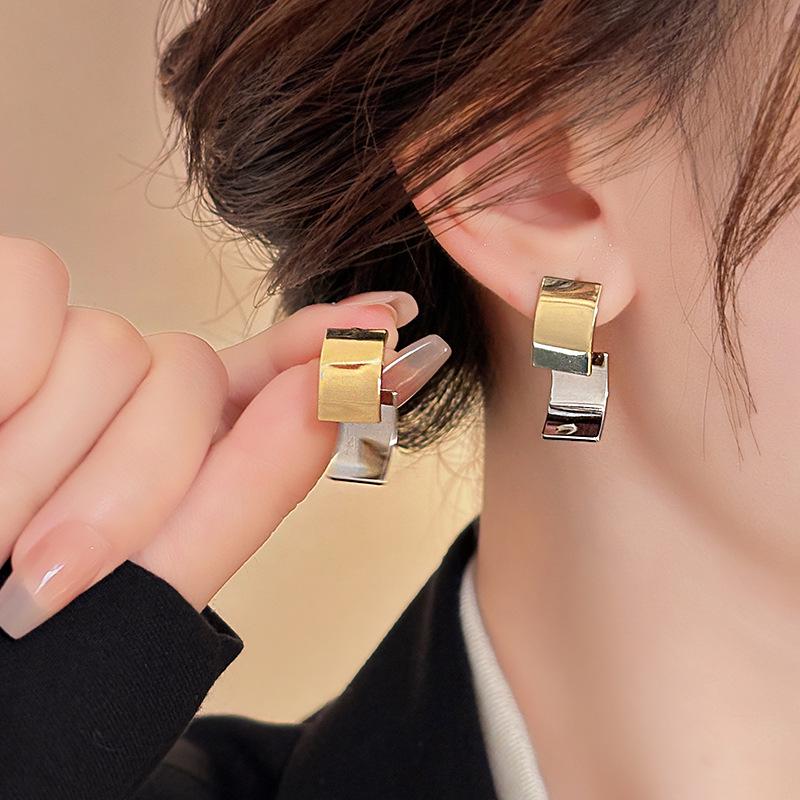 High-End Irregular Brushed Circle Stud Earrings - Influencer Design, Exaggerated Style