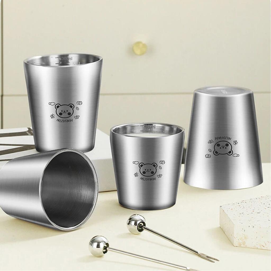 180ml/300ml Double Layer Water Cup Tumbler Durable Anti Scald 304 Stainless Steel Kids Drinking Cup Milk Coffee Cups Drinkware