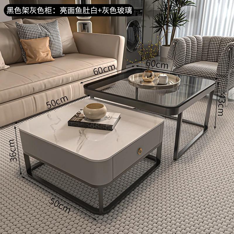 For Luxuriöser moderner Couchtisch mit Aufbewahrungsdesign, nordischer minimalistischer Couchtisch, einzigartige graue