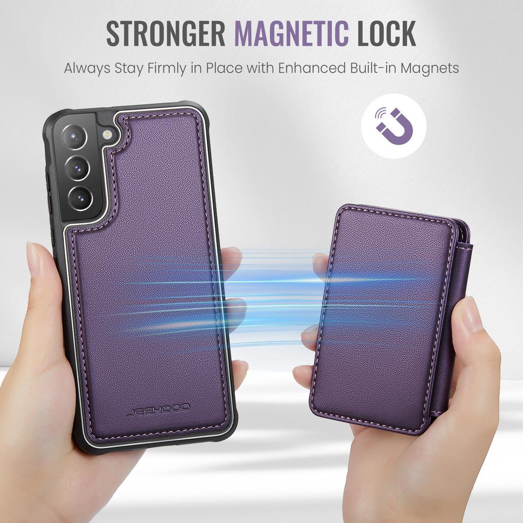 For Samsung Galaxy S21+ 5G Case Leather Mobile Cover with Detachable Magnetic Card Bag