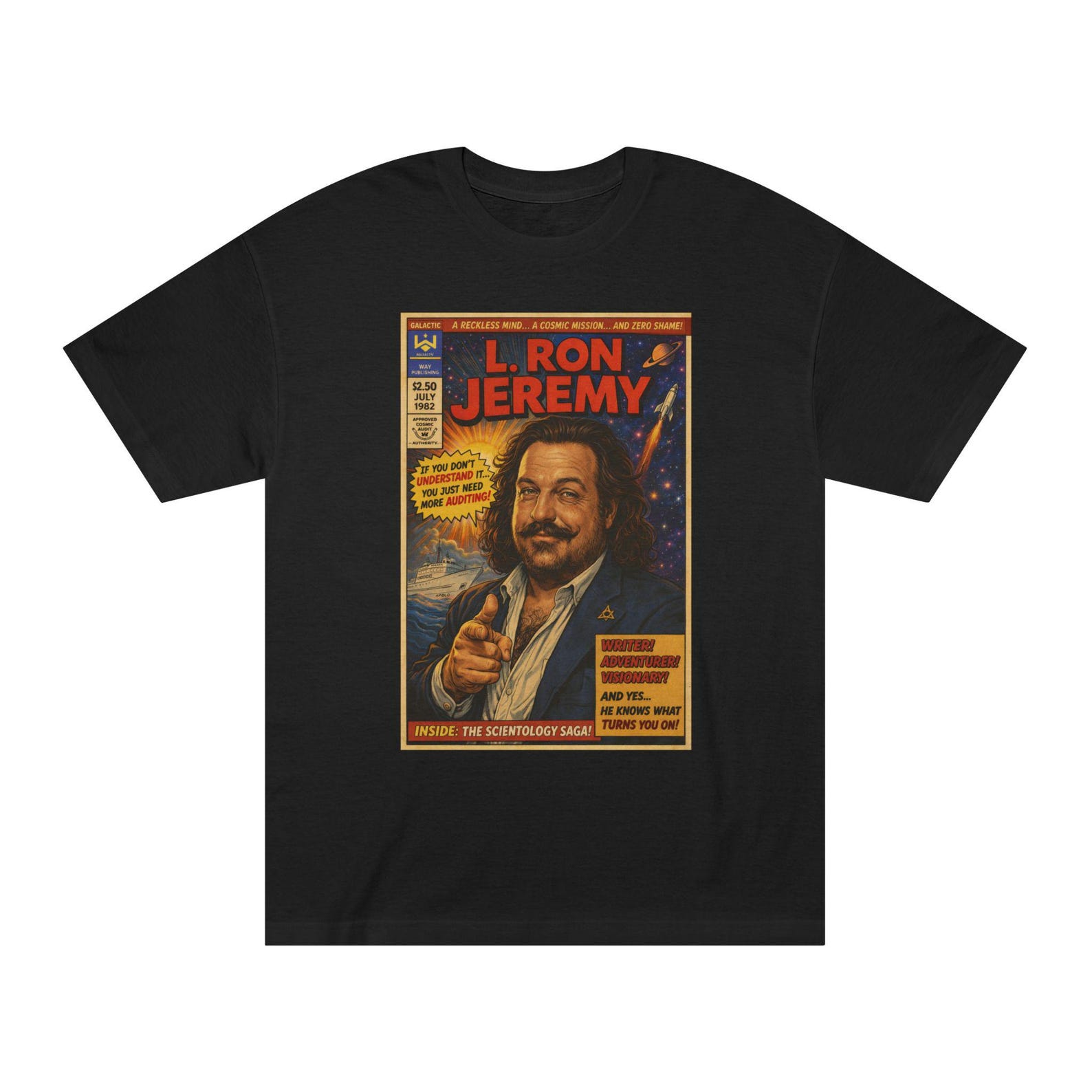 L. Ron Jeremy Comic Portrait Tee | Retro Comic Cover T-Shirt S