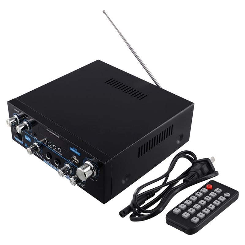 

AK55 Цифровий HiFi підсилювач Підтримує Bluetooth 5.0 Максимальна потужність 90 Вт×2 Двоканальний стерео аудіопідсилювач для дому та автомобіля US Plug чорний