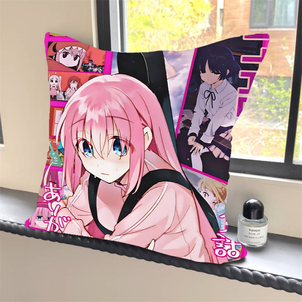 1PC Anime Bocchi The Rock Pillow Case Square  Bedroom Sofa Leisure Comfort Cushion Car Home Decoration Pillowcase 40x40
