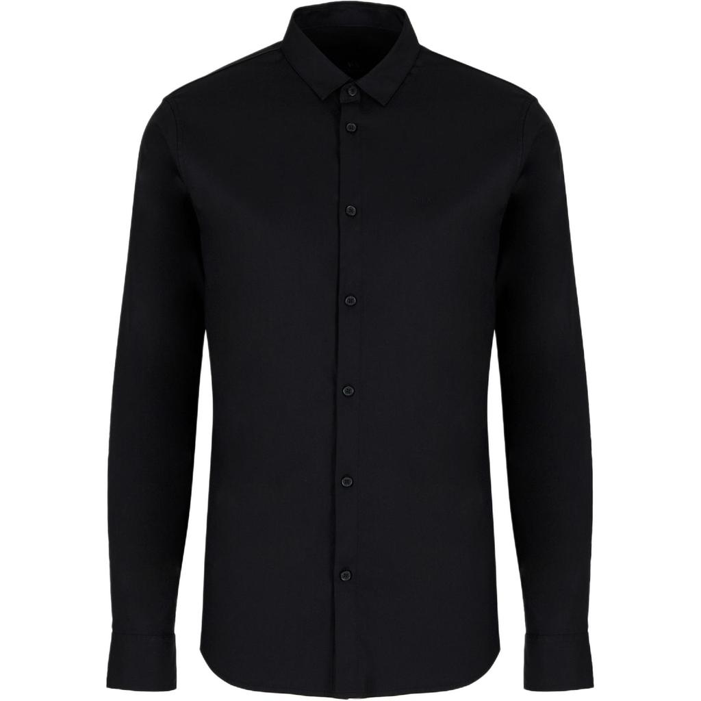 Armani Exchange Regular Fit Stretch Fabric Shirt Men Shirts Black 8NZC49-ZNYXZ-1200