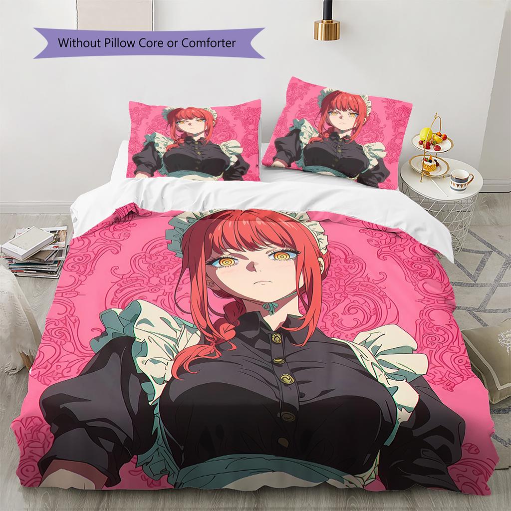 Chainsaw Man Pattern Bedding,Quilt Set Quilt Cover Pillowcase Home Birthday Gift (1 * duvet cover + 2 * pillowcase, without core)