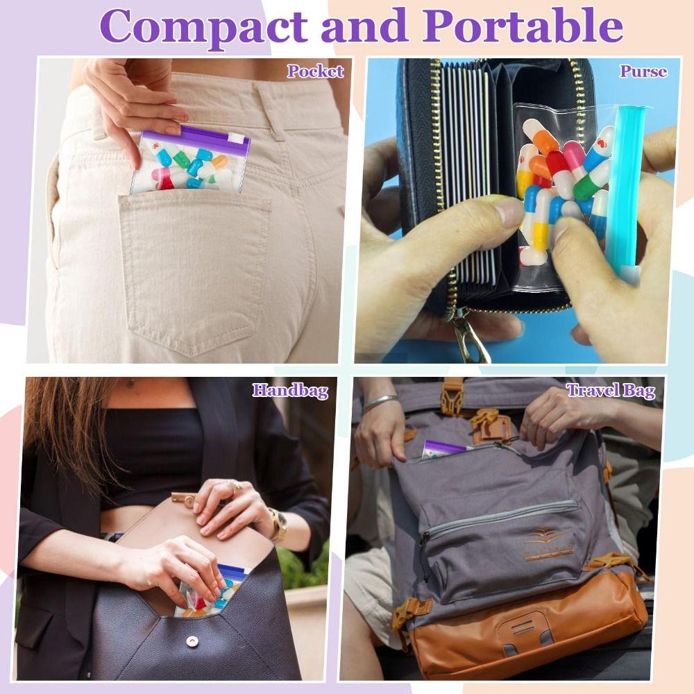 14Pcs Zippered Pill Pouch Bags 7 Color Small Items Storage Bags  Fixed Quantity Items