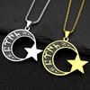 Muslim Islam Emaille Halbmond Stern Edelstahl Kette Halsketten für Damen Herren Gold Farbe Hebräische Halskette Schmuck Geschenk