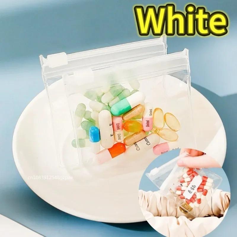 

10-50PCS Mini Pill Dispenser Bags Protable Travel Jewel Pouch with Sliding Zipper Self-sealing Waterproof Storage Organization 10pcs белый