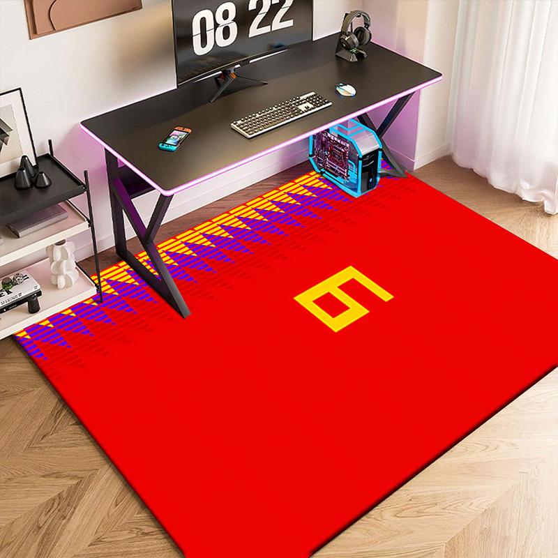 1pc Red Sports Jersey Number Design Carpet Rug for Living Room Bedroom Home Sofa Decoration,Kids Play Non-slip Floor Mat