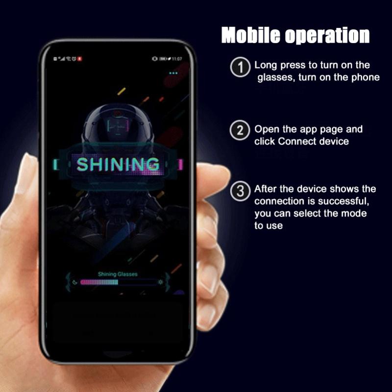 Black LED Glowing Glasses APP Control USB Charging MultiColor Glasses For Party Birthday Bar