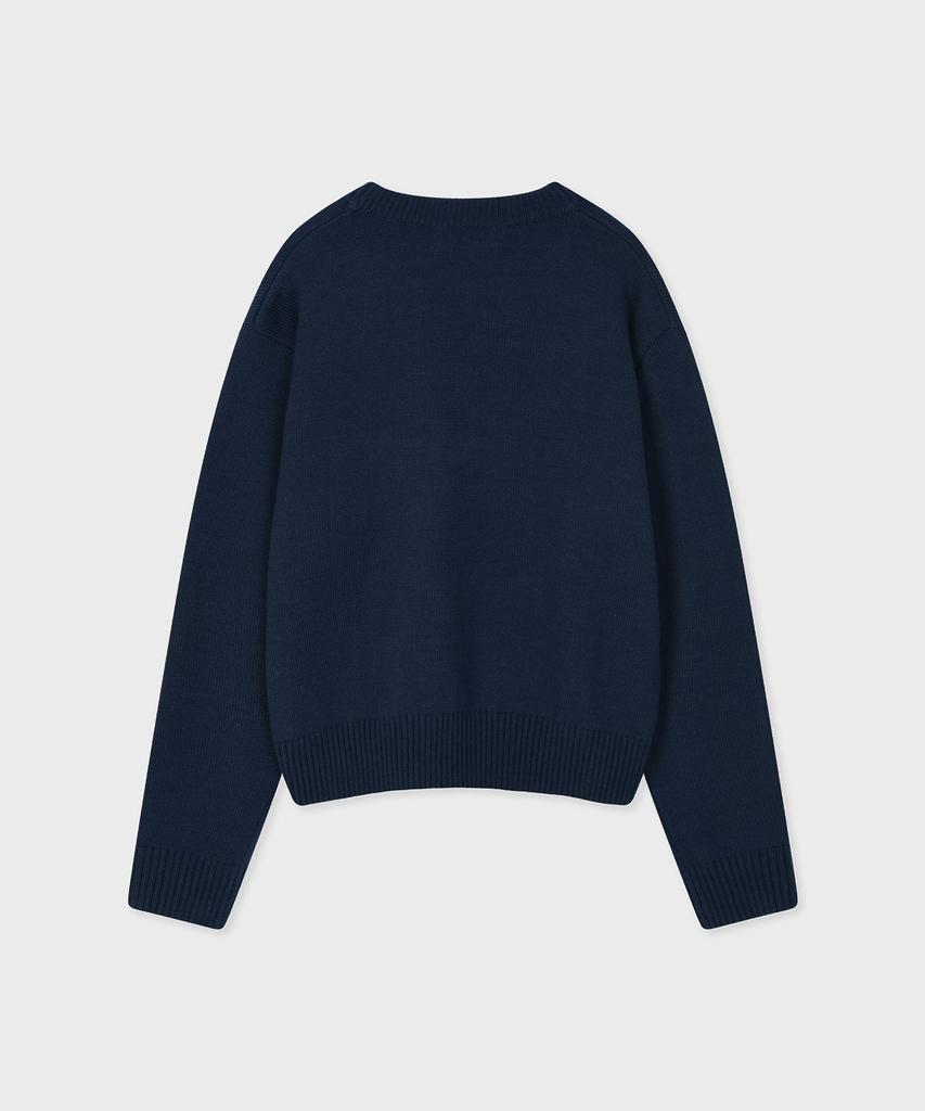 FALLETT Drawing Flower Knit Navy