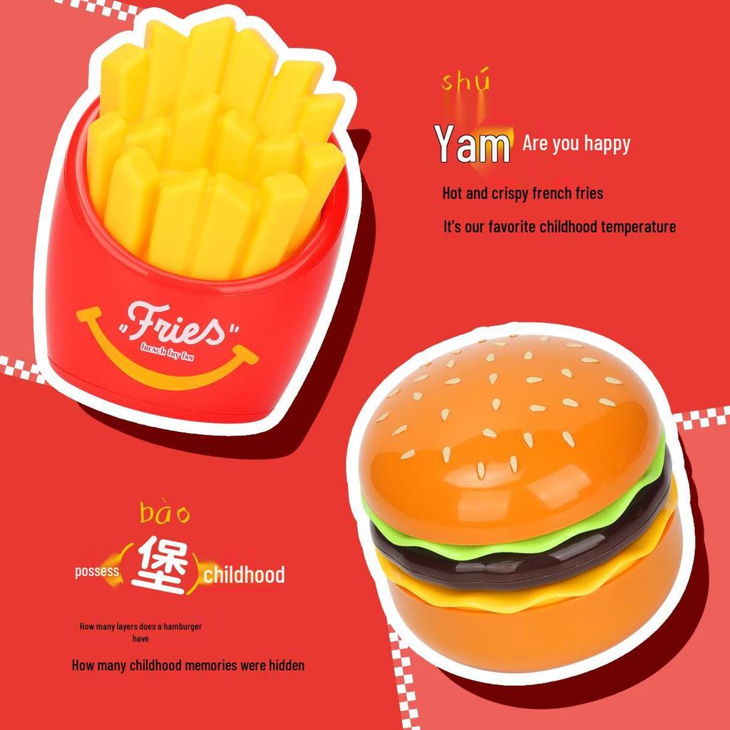 USB Charger Hamburger & Fries Desktop Fan - Cute & Fun Student Desk Ornament