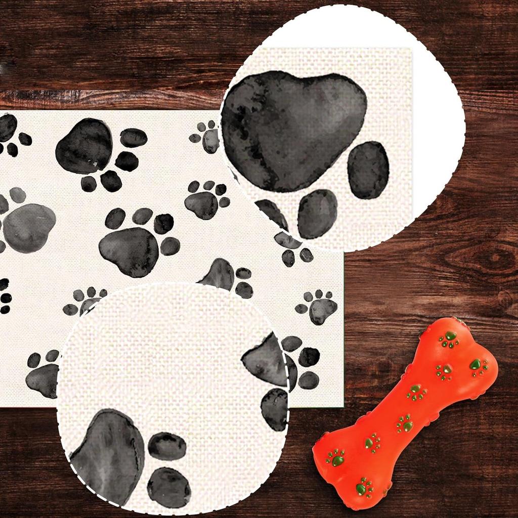 Nepnuser Dog Paw Print Table Runner Puppy Dog Birthday Party Decoration Farmhouse Dining Room Kitchen Home Decor (13" x 72")