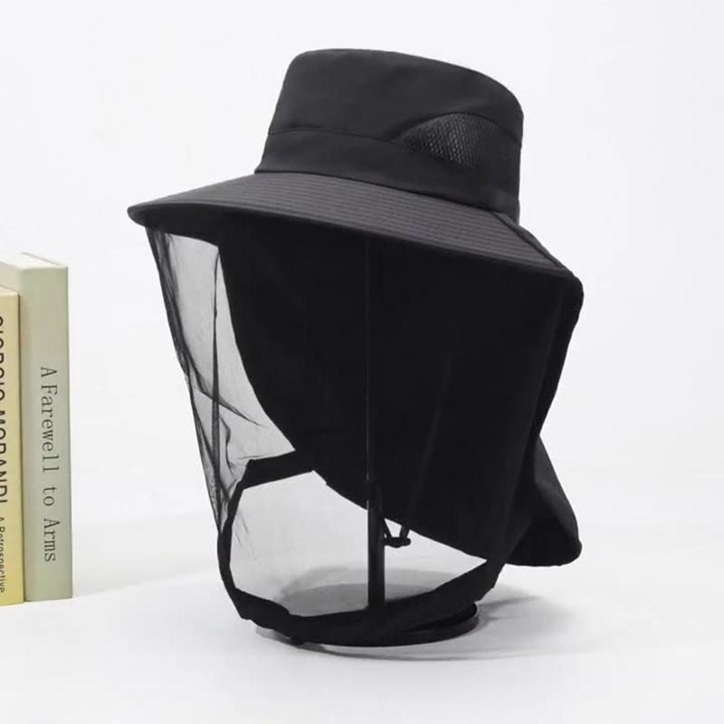 Chapeau Moustiquaire Pliable Unisexe avec Filet Caché Répulsif UV Protection Insectes Abeilles Visière Extérieure Chapeau Bob Casquette de Pêche