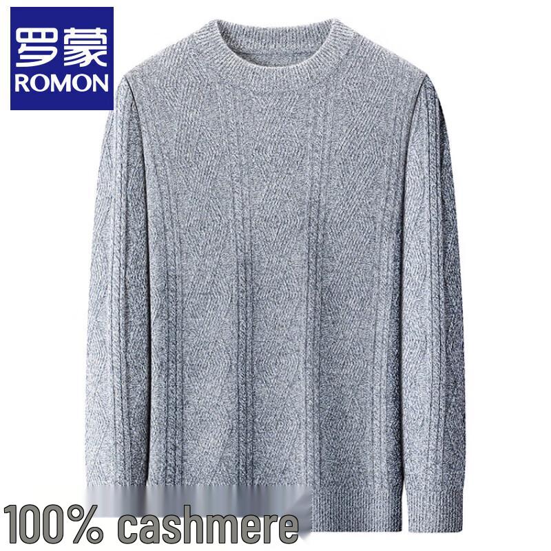 Luomeng Men's 100% Pure Cashmere Round Neck Warm Sweater