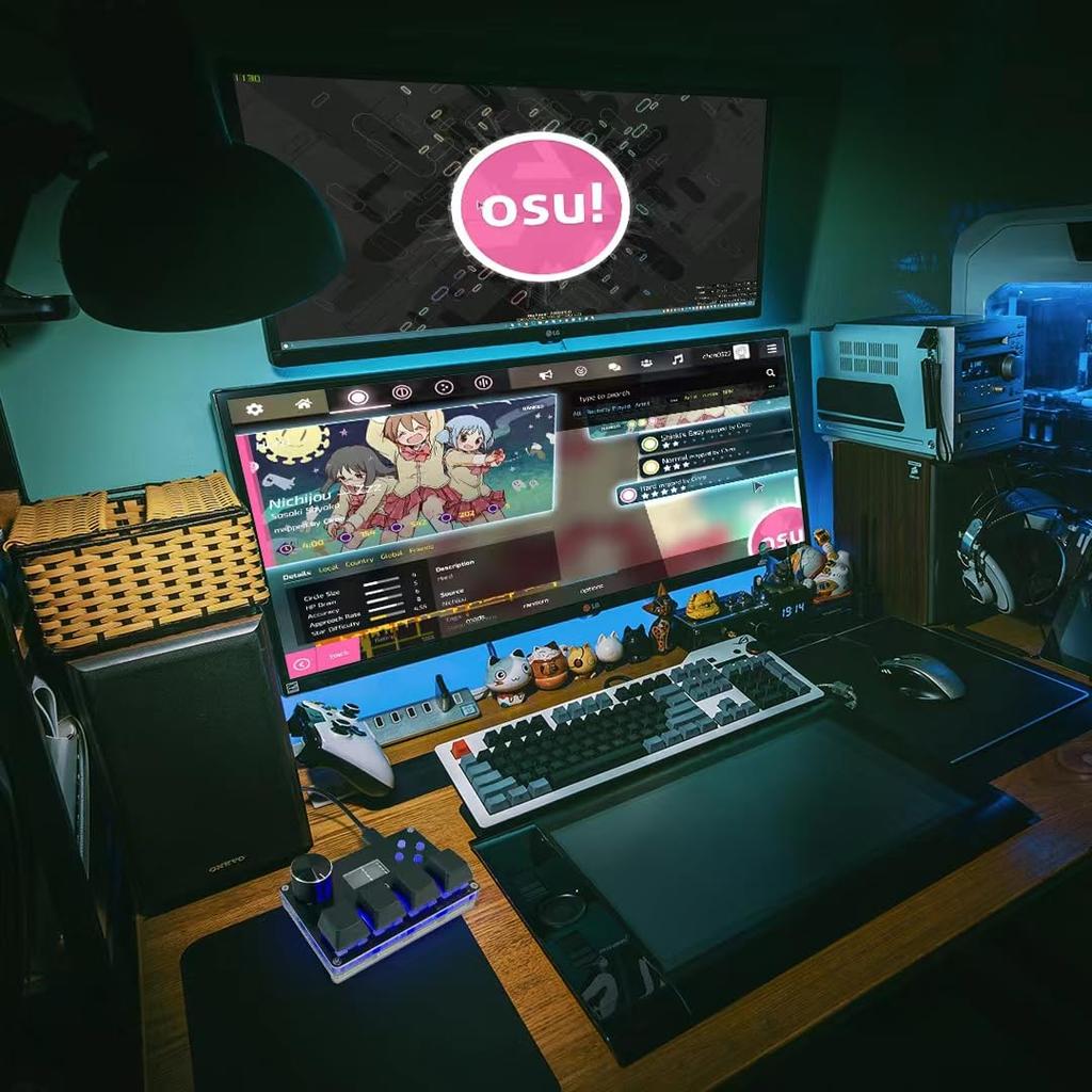 BTXETUEL SayoDevice O3C++ OSU Keyboard Rapid Trigger Hall Switch Magnetic Linear Switch Keyboard with Knob and Screen, Copy Paste, Shortcut, Macro