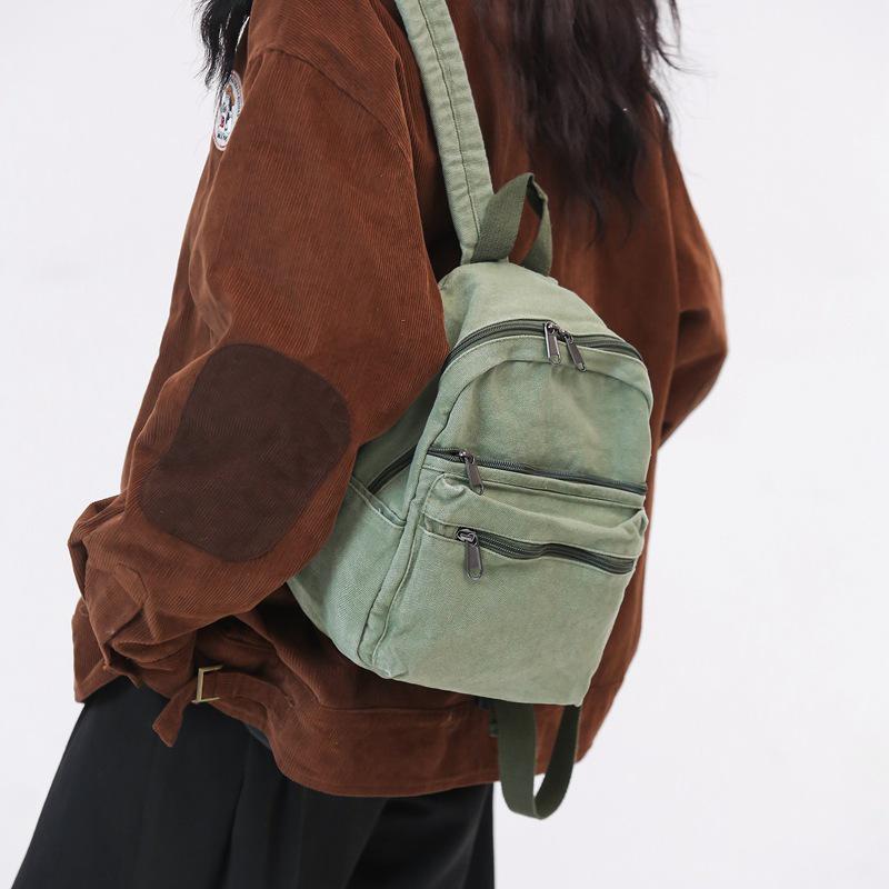 Damen Retro Gewaschene Canvas Handtasche Schultertasche - Lässiger Leichter Rucksack für Studenten