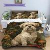 Shih Tzu and grass Pattern Bedding Home Decoration Birthday Gift (1 * duvet cover + 2 * pillowcase, without core)