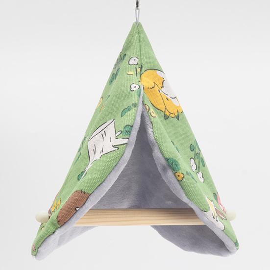 Yousheng Winter-Vogelnest zum Aufhängen, Cartoon-Druck, dick, weich, gemütlich, kältebeständig, kleines Vogelbett, Hängematte, Haus, Papagei, Sittich, Finke, Kanarienvogel, Käfig, Sitzstange, Spielzeug