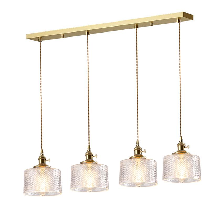 Suspension Light Green Glass Chandelier E27 Restaurant Stripe Pendant Light For Dining Room Kitchen Cafe Bedside Hanging Lamp
