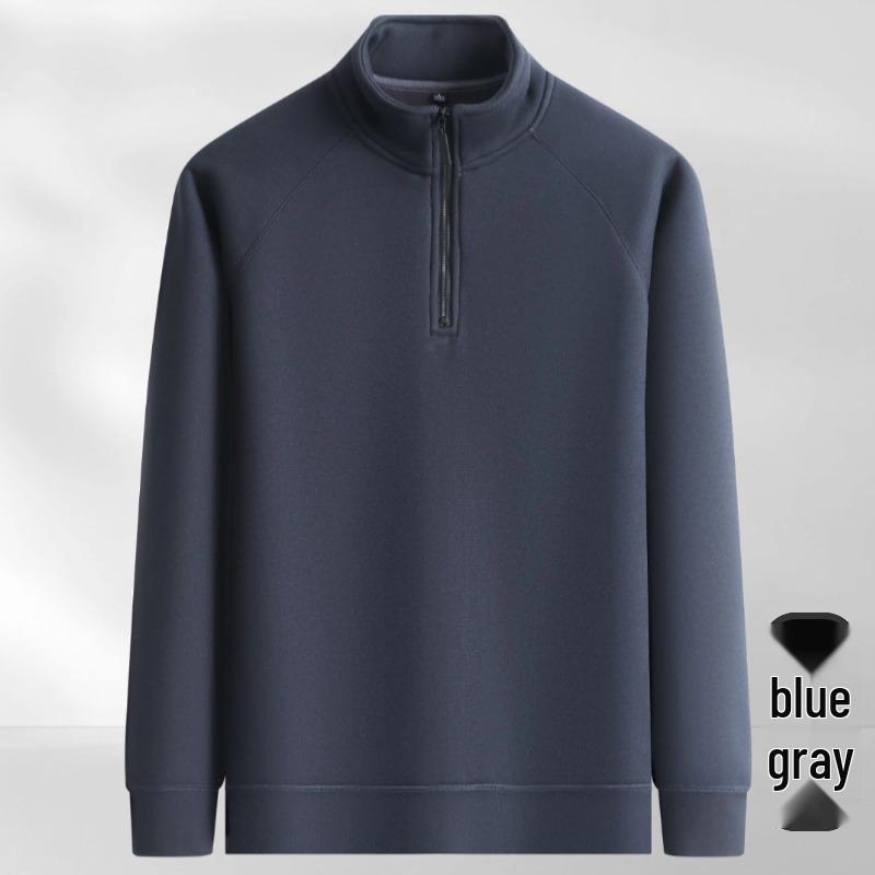 Men's Warm Wool-Blend Zipper Base Layer Shirt with Plush Lining and Stand Collar