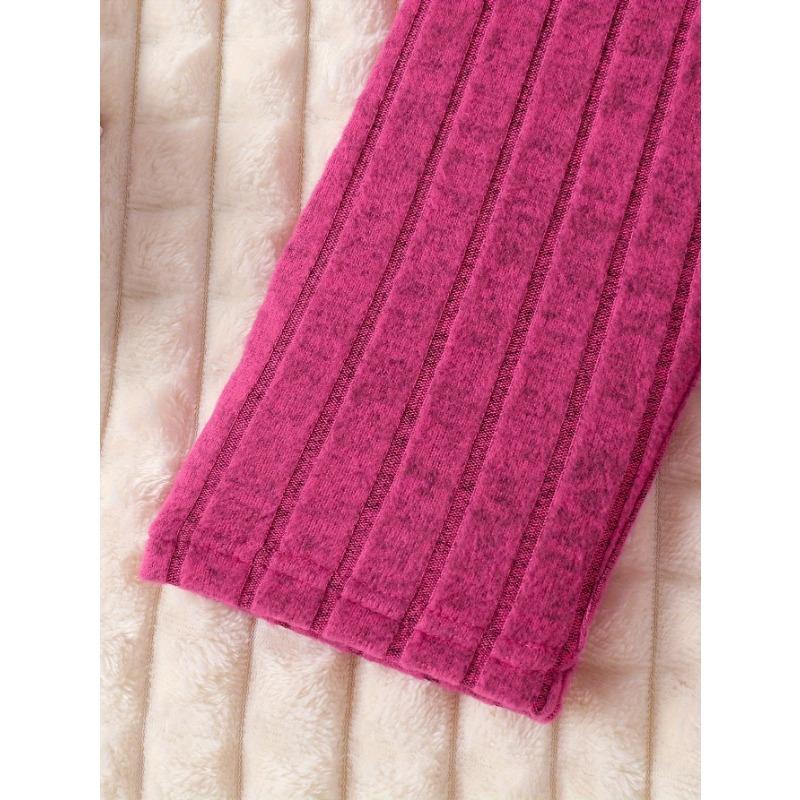 Chic Girls' Bow-Knot Long Sleeve Dress & Pants Set - Cozy Fleece-Lined, Solid Color, Machine Washable - Perfect for Fall/Winter, Perfect for Outdoor