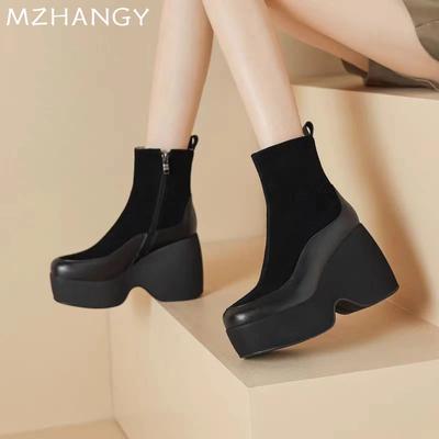 Fashion Women Suede Ankle Boots Platform High Heels Shoes Woman 2025 Trend Fashion Winter Dress Pumps Walking New Snow Boots Mujer Botas