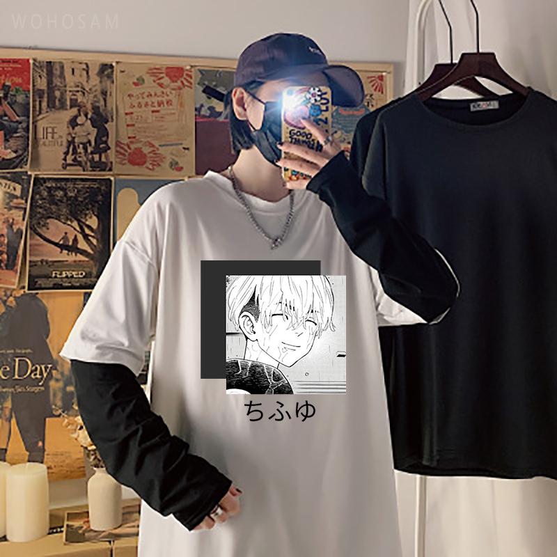 Anime Manga Kawaii Usmívající se Chifuyu Matsuno Tokyo Revengers Tričko Ležérní Harajuku Pánské Dámské Podzim Falešné Dvojité Dlouhý Rukáv Tričko