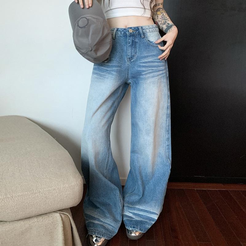 

Women s Jeans Spring Style American Style Wide Leg Large Loose Straight Leg Pants M