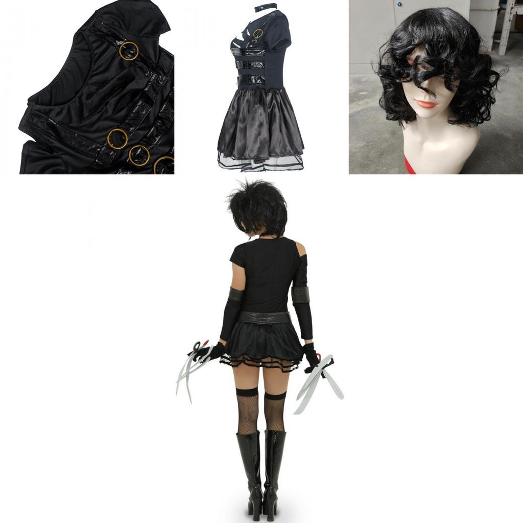 Edward Scissorhands Cosplay Costume With Polyester Fabric For Halloween Party And Theater Performance