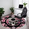 1pc Skull Flowers Office Round Area Rug, Indoor Mat Suitable For Office, Under Office Chairs Bedroom Living Room Home Decor, Room Deco 152