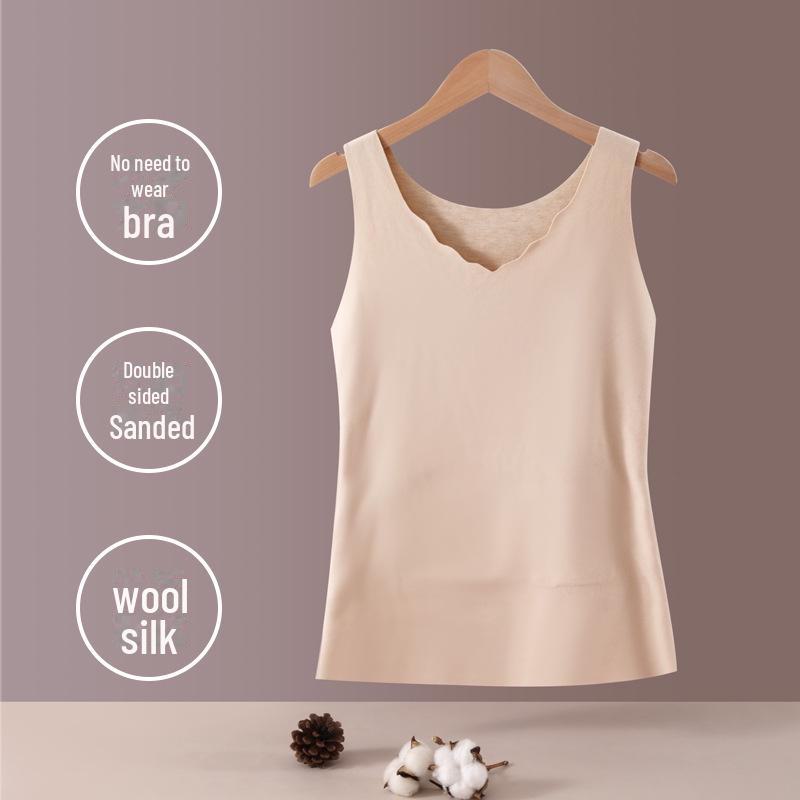 

Теплый жилет без рукавов с бархатной подкладкой для женщин — идеальный вариант на осень/зиму для людей среднего и пожилого возраста XXL (Recommended for 130-150 jin) бежевый