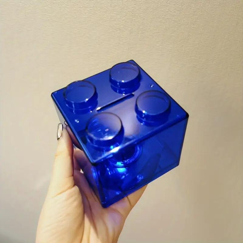 Stackable Building Block Piggy Bank - Transparent Plastic Coin Organizer for Kids & Adults