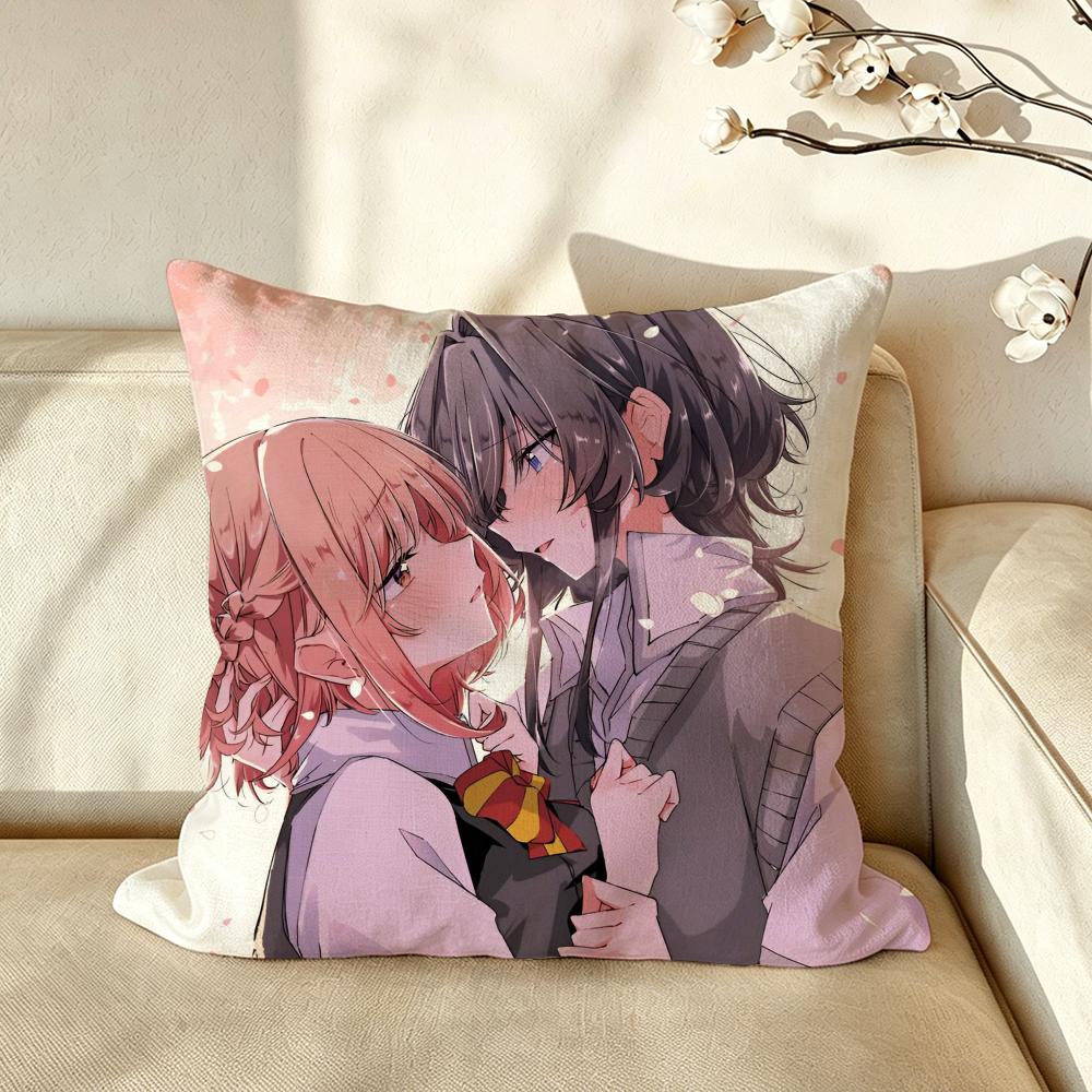 Anime Hikikomari Kyuuketsuki no Monmon Cushion Cover Pillow Case Antidustmite Pillowcase Silky Short Plush Sofa Cushion Cover