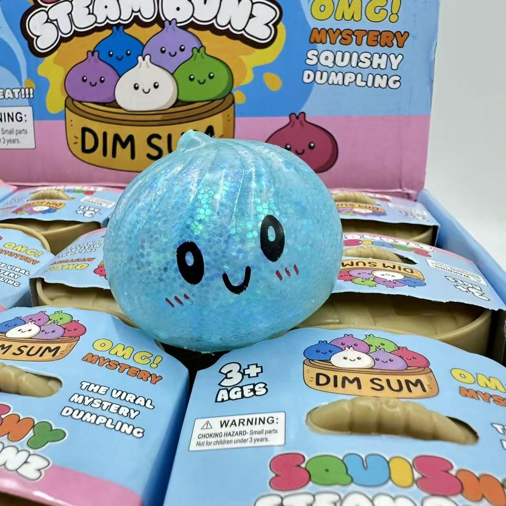 Blind Box Colorful 4 Styles Glitter Dumpling Glitter Dumpling Squishy With Box Dumplings Sensory Squeeze Toy For Stress Relief