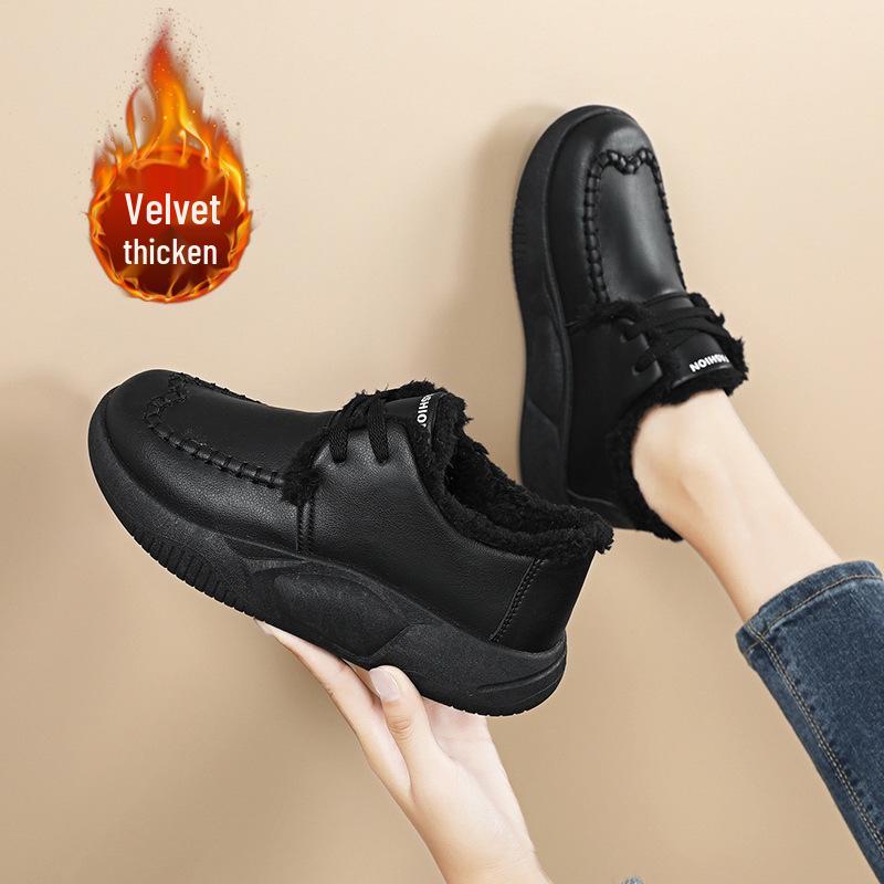 Women's White Nurse Shoes: Warm, Non-Slip, Comfortable Cotton Footwear for Healthcare Professionals (Autumn/Winter).