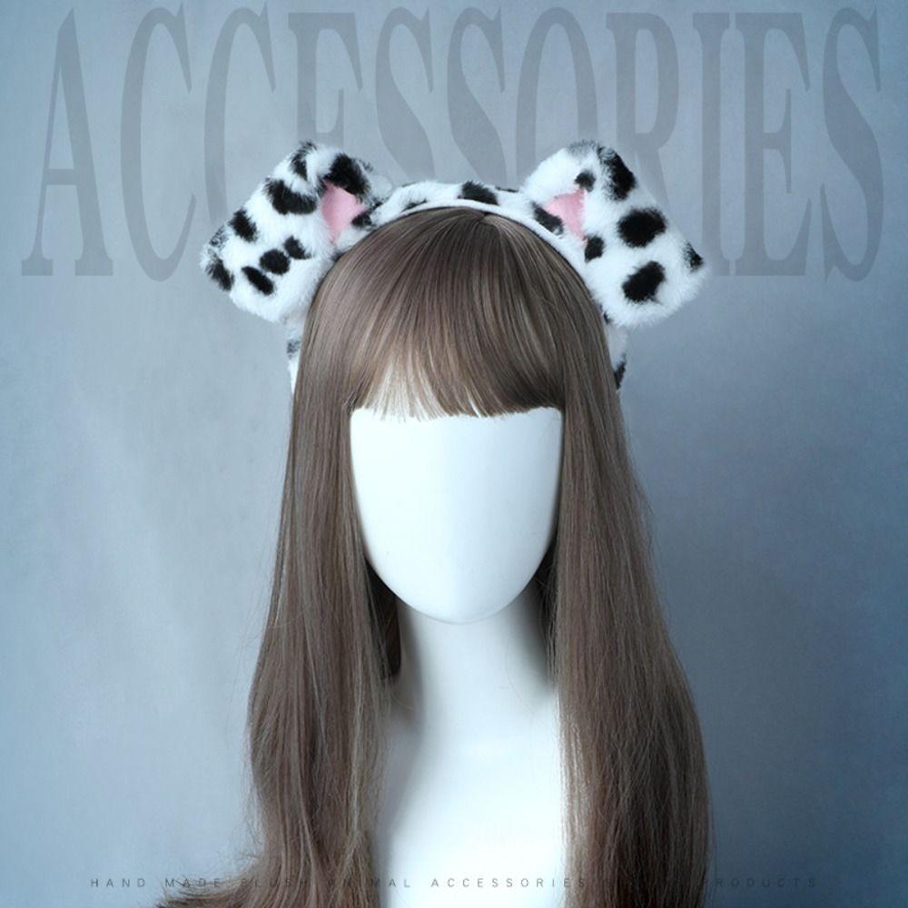 Plush Lolita Hairband Gothic Hair Hoop Cute Dog Ears Headband  Women Girls