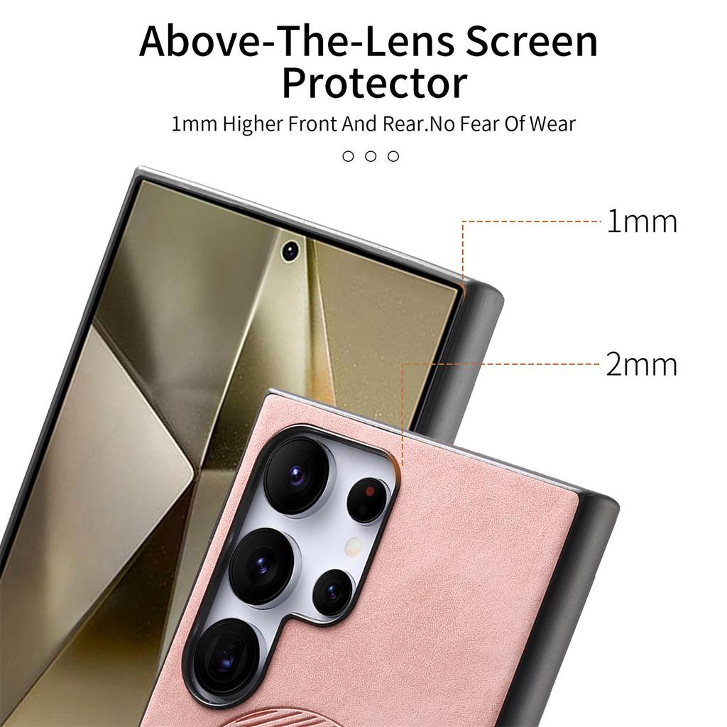 For Samsung Galaxy S24 Ultra Leather Back Case Compatible with MagSafe Skin-Touch Phone Cover