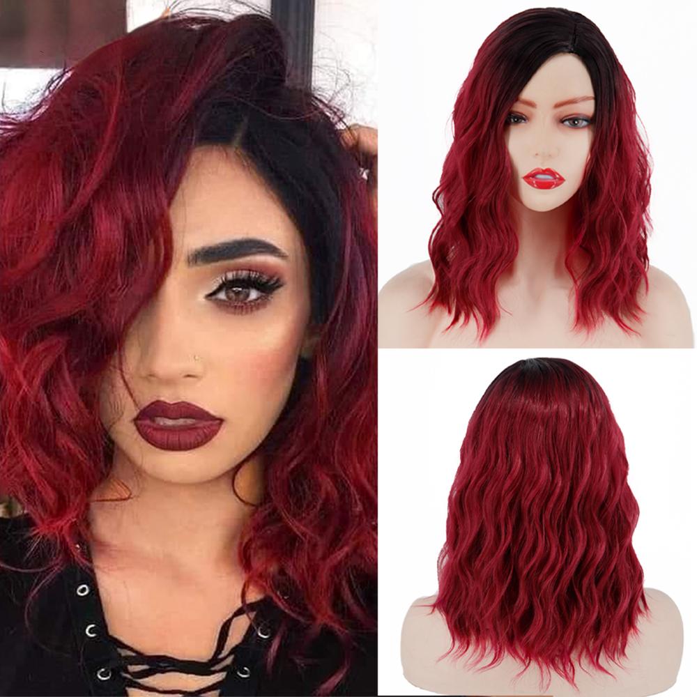 MERISIHAIR Brązowe krótkie peruki Bob Wave z grzywką Blond dla kobiet Naturalne odporne na ciepło syntetyczne peruki Codzienne noszenie Cosplay Kręcone włosy