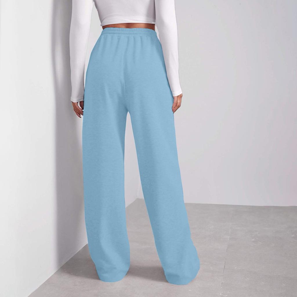 Damen Winter Jogginghose Farbe Lässige Hose Damen Fleece-Jogginghose Weiter Bein Gerade Hose