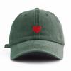 This Black Baseball Cap Features A Red Heart Pattern, Adding A Sweet And Romantic Touch To Valentine'S Day Outfits.