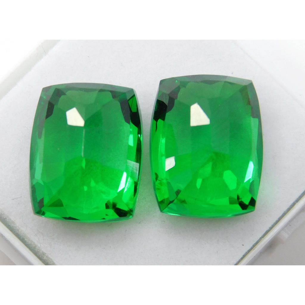 21 Ct Natural Tourmaline Green Cushion Shape Certifeid Loose Gemstones Pair