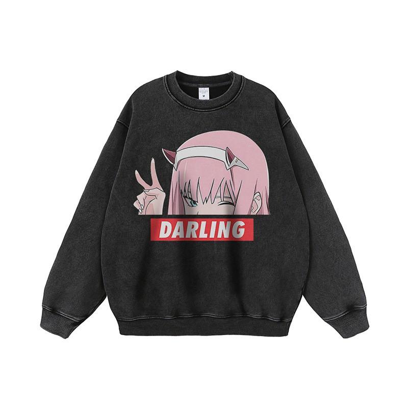 Unisex Vintage Streetwear Hoodie With Cartoon Print Oversized Loose Fit Cotton Pullover