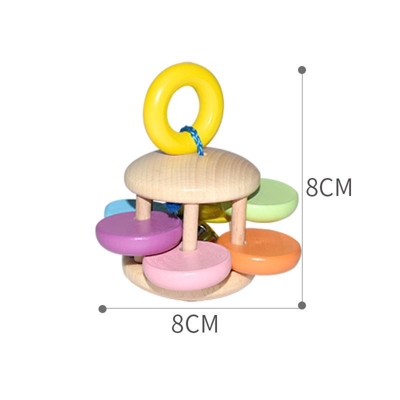 Infant Soothing Wooden Rattle Toy Set: Hand-Shaking Bell, Cage, and Baby Grip Car