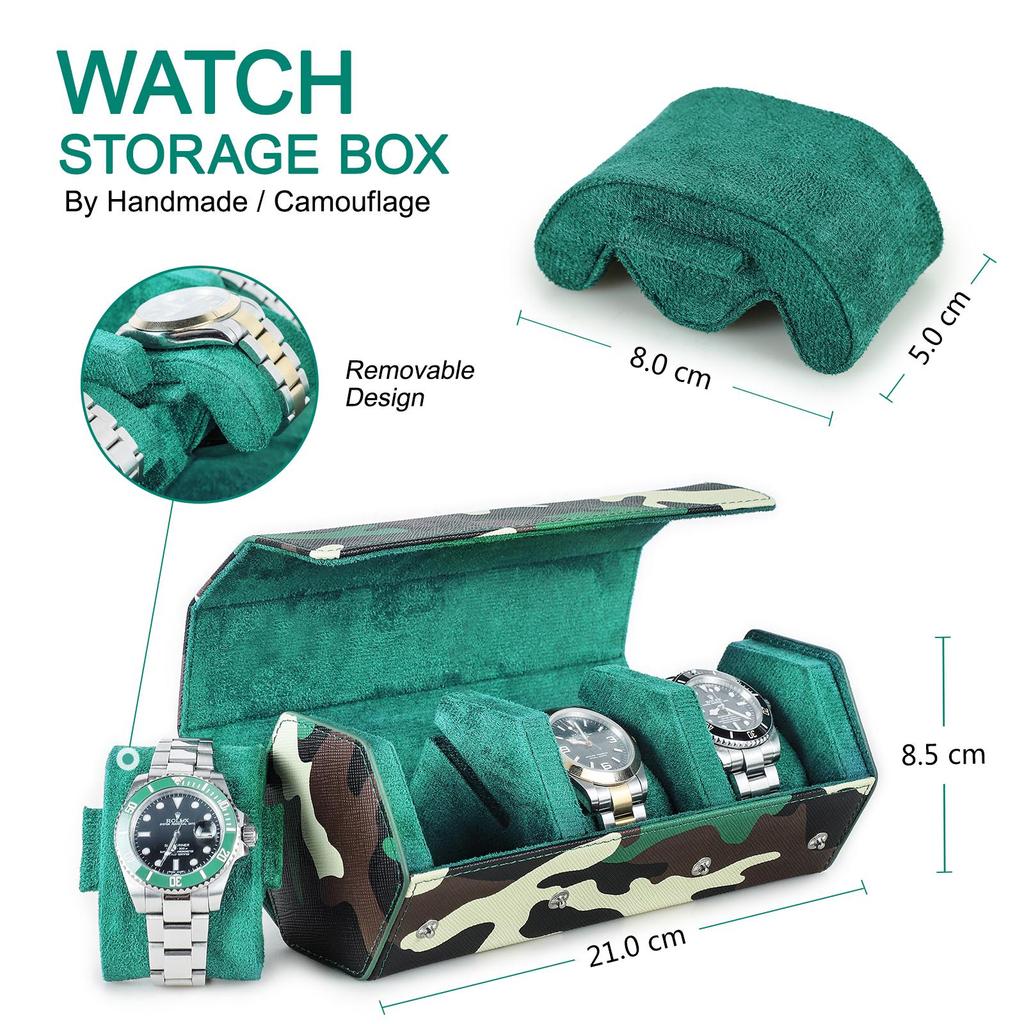 Handmade Genuine Leather Green Color Watch Case Unisex Watch Box Jewelry Display Watch Storage Organizer
