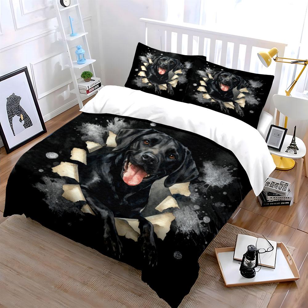 Black Labrador Art Home Decoration Soft Comfortable Duvet Cover Bedding Set Included 1*Duvet Cover & 2*Pillowcases, Gift