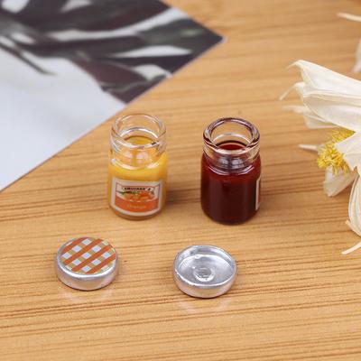 2/4Pcs 1:12 Miniature Fruit Candy Canned Jam Model Mini Strawberry Sauce Jam Honey Dollhouse Food Toy