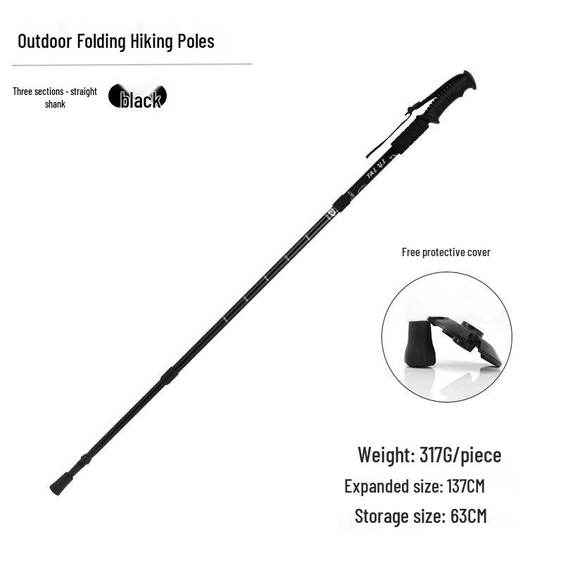 Aluminum Alloy Telescopic Hiking & Trekking Poles with Straight, T-Handle, Curved Handles for Skiing, Climbing, and Elderly Use