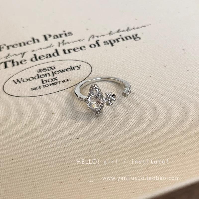 

Нишевое модное кольцо-планета с женственной индивидуальностью, изысканным дизайном и кольцами с открытым ртом Opening adjustable белый