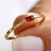 A Simple and Stylish Red Color Zircon Geometric Ring, Suitable for Women's Daily Wear, Holiday Party Jewelry Gifts